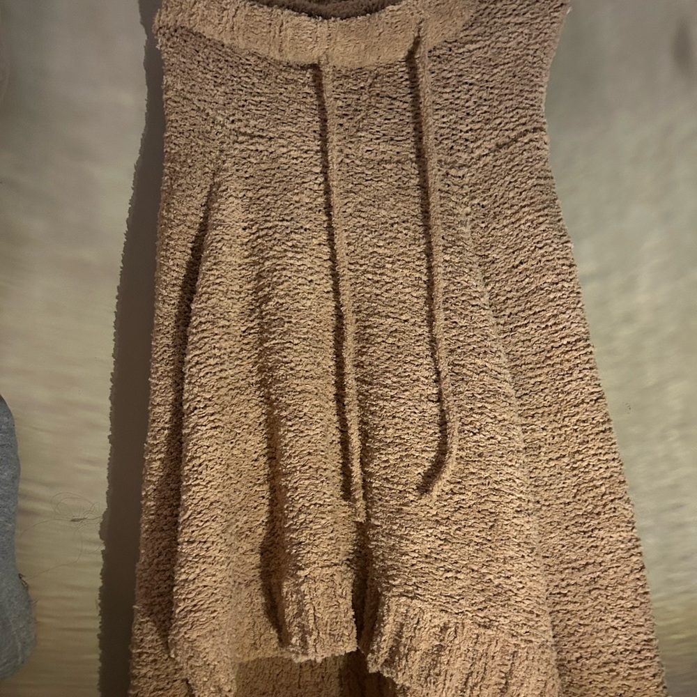 Cozy Tan Knit Sweater Teddy Hoodie